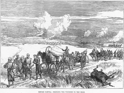 Sketches Of The War, Before Plevna-Bringing The Wounded To The Rear