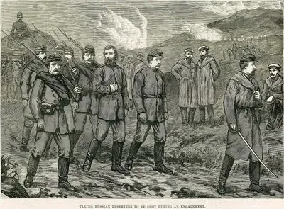 Sketches Of The War, Taking Russian Deserters To Be Shot During An Engagement