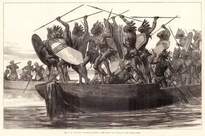 Mr.H.M.Stanley's Travels in Africa, the Great War Canoe On The River Congo