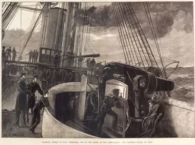 Barbette Turret Of HMS Temeraire, One Of The Fleet At The Dardanelles, Gun Practice, "Ready To Fire!"