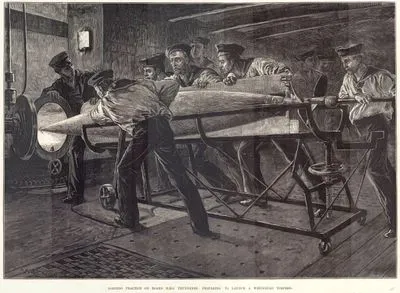 Torpedo Practice On Board HMS Thunderer, Preparing To Launch A Whitehead Torpedo