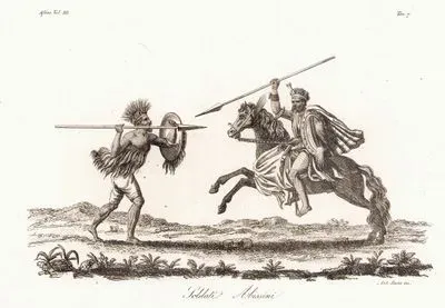 Soldati Abissini, Africa Vol.III. Tav.7. (Abyssinian Soldiers)