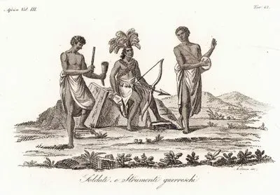 Soldati E Strumenti Guerreschi, Africa Vol.III. Tav.43 (Kongo Soldiers With Warlike instruments)