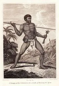 A Savage Of New Caledonia in The Attitude Of Throwing The Spear