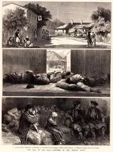The War in The East-1. Quarters Of The "Red Cross" At Parakjin 2.Wounded Servians Lying in A Baker's Shop, Parakjin 3.Bulgarian Refugees Housed At Parakjin
