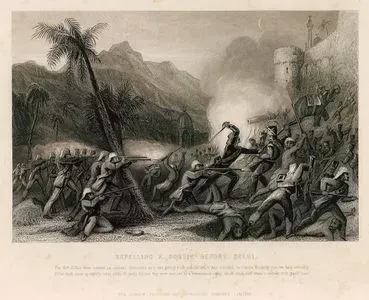 Repelling A Sortie Before Delhi-The 60th Rifles were ordered to conceal themselves, as it was getting dusk and the 'retire'sounded: The Sepoys thinking that we had actually fallen back, came up rapidly, when about 20 yards distant they were received by a tremendous volley, which compelled them to retreat with great loss