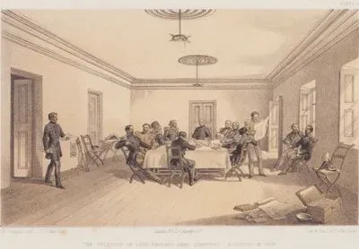 The Interior of Lord Raglan’s Head Quarters-A Council of War (Plate 8)