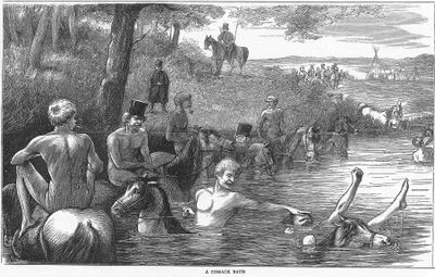 The War İn The East-With The Russians On The Danube-A Cossack Bath