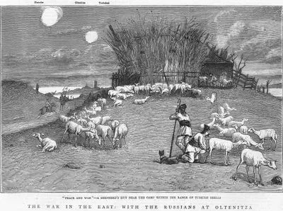 The War İn The East, With The Russian At Oltenitza- Peace And War-A Shepherd's Hut Near The Camp Within The Range Of Turkish Shells