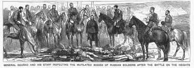 With The Russians-The Fighting in The Shipka Pass-General Guorko And His Staff İnspecting The Mutilated Bodies Of Russian Soldiers After The Battle On The Heights