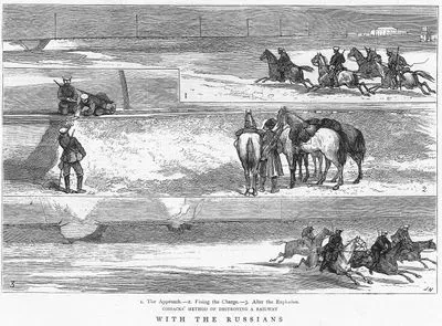 With The Russians-Cossacks' Method Of Destroying A Railway 1.Approach 2.Fixing The Charge 3.After The Explosion