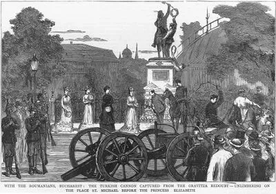 With The Roumanians, Bucharest,The Turkish Cannon Captured From The Gravitza Redoubt, Unlimbering On The Place St.Michael Before The Princess Elizabeth