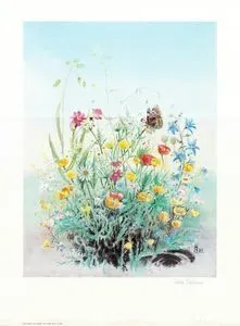 Wild Flowers And Butterfly