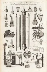 Miscellaneous Subjects, Representing The Origin of Musical Instruments, The Thermometer C., Steam Engine, Wool Twitching Machine, Rolling lamp