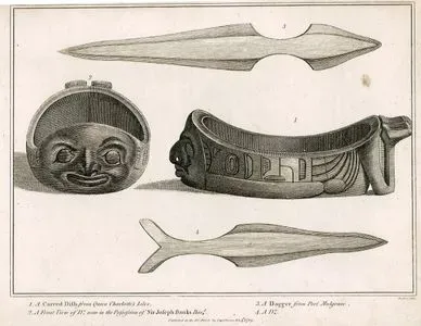 1.A Carved Dish From Queen Charlotte's isles 2.A Front View Of D, Now in The Possession Of Sir Joseph Banks Bar 3.A Dagger From Port Mulgrave 4.A D.
