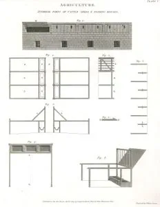 Agriculture, internal Parts Of Cattle Sheds & Feeding Houses, Plate V.