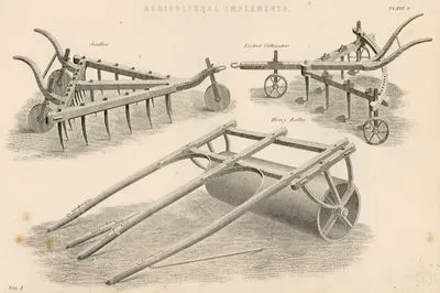 Agricultural implements- Scuffler,  Lester's Cultivator and Heavy Roller, Plate 9. Vol I