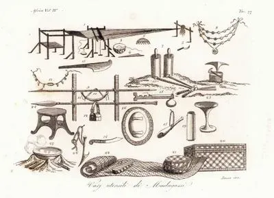 Vari Utensili De Madagassi, Africa Vol.IV. Tav.77. (Utensils And Tools Of The Malagasy People Of Madagascar)