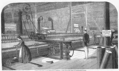 Cotton Manufacture in The international Exhibition, Platt's Self Acting Mule Or Cottonspinning Machine