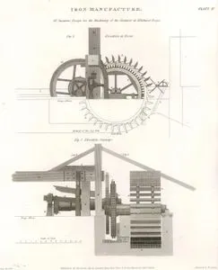 iron Manufacture, Mr.Smeatons Design For The Machinery Of The Hammer At Kilnhurst Forge, Plate IV