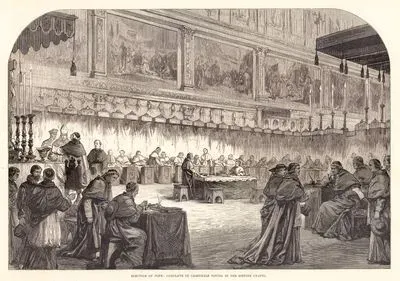 Election Of Pope, Conclave Of Cardinals Voting in The Sistine Chapel
