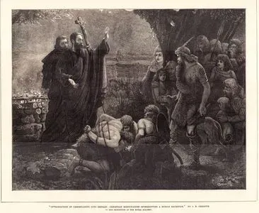 Introduction Of Christianity into Britain, Christian Missionaries interrupting A Human Sacrifice
