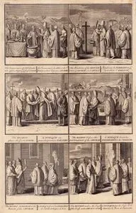 To Consecration Of Salt & Water To Be Used in Blessing First Stone-The Benediction Of The Ground Where Church is to Be Built-The Bishop Places The First Stone-The Bishop Blesses The Foundation Of The Church-The Bishop Sprinkles The Outside Of The Church-The Bishop Makes The Sign Of The Cross At The Church Door