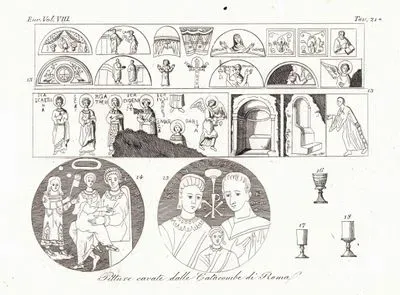 Pitture Cavate Dalle Catacombe Di Roma, Eur. Vol VIII. Tav.21*. (Religious Paintings From The Catacombs Of Rome)
