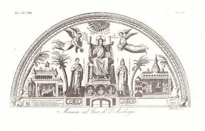 Musaico Nel Coro Di S.Ambrogio, Eur. Vol VIII. Tav.28. (Mosaic Of Christ Pantokrator in The Choir Of The Basilica Of S.Ambrogio)