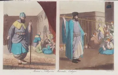 Monaci e Pellegrini-Maroniti, Calogeri, Aggiunti al Costume Vol. I. Tav.18 (Monk And Pilgrims-Maronites And Calogeri)