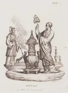 Bonzo in Abito di Ceremonia Tav 34. (Chinese Monk in Ceremonial Robes Making Offerings at The Altar)