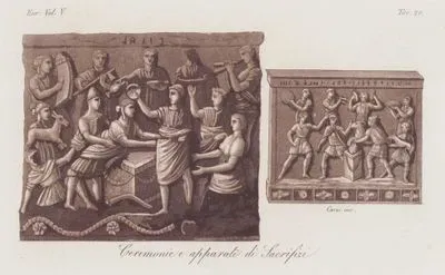 Cerimonie Apparati Di Sacrifizi, Eur. Vol V. Tav.20. (The Sacrifice Ceremony of the Ertuks and Ceremoniel Apparatus Depicted on Reliefs )
