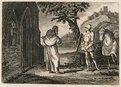 Monk Greeting a Knight (or Knight and Hermit)