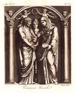Cerimonie Nuziali, Eur. Vol V. Tav.34. (Etruscan Wedding Ceremony in Front Of The Goddess Juno Pronuba)