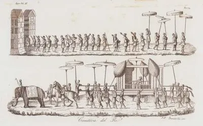 Comitiva Del Re, Asia Vol IV. Tav.79. (Funeral Procession of a King at Tonkin, Vietnam)