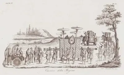 Comitiva Della Regina, Asia Vol IV. Tav.80. (Funeral Procession of a Queen at Tonkin, Vietnam)