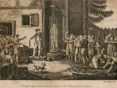 A Culprit Exposed To Public Resentment In The Pillory At Switzerland