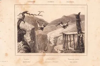 Colombie, Tarabite Sur Un Torrent-Colombien, Tarabite (Seilbrücke)