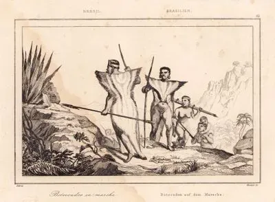 Bresil, Botocoudos en Marche-Brasilien, Botocuden Auf Dem Marsche (Botocoudos in 
Motion)
