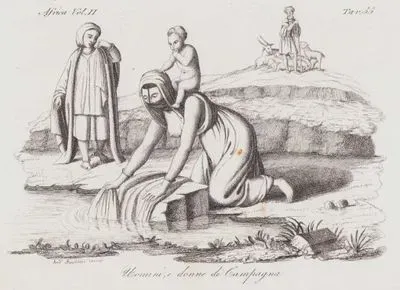 Uomini e Donne di Campagna, Africa Vol. II. Tav.55 (The Woman Washing The Laundry And Her Children)