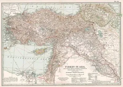 Turkey In Asia (Asia Minor (Anatolia), Armenia, Kurdistan, Mesopotamia And Syria) With Part Of Russian Trans-Caucasia