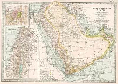 Part Of Turkey İn Asia, Arabia, Oman And Aden-Modern Jerusalem-Modern Palestina