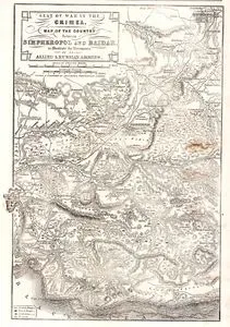 Seat Of War İn The Crimea, Map Of The Country  Between Simpheropol And Baidar, to illustrate The Movements Of The Allied & Russian Armies