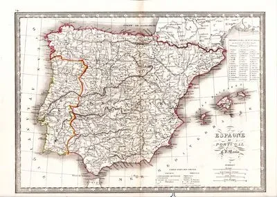 Espagne Et Portugal Par C.V.Monin (Map Of Spain And Portugal)
