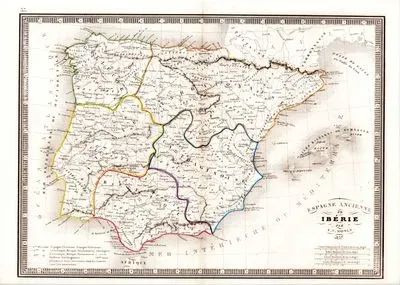 Espagne Ancienne On Liberie Par C.V.Monin, 1837 (Map Of Ancient Spain On iberia)