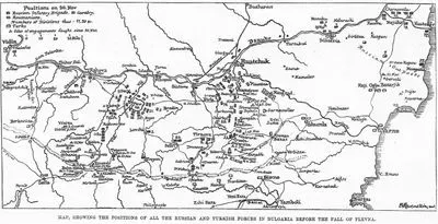 Map, Showing The Pasitions All Of The Russian And Turkish Forces İn Bulgaria Before The Fall Of Plevna