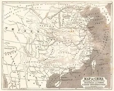 Map Of China Showing The Position Of The Provinces And Towns Under insurrection