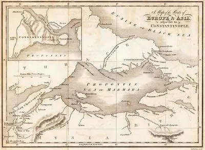 A Map Of The Parts Of Europe And Asia Adjacent To Constantinople-Constantinople