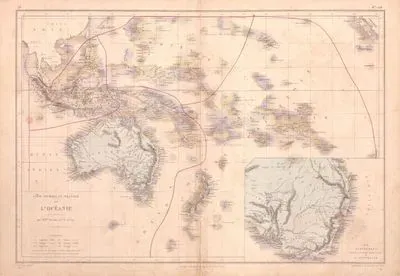 Carte Physique et Politique De L`Oceanie (Physical and Political Map of the Oceania)-Pour La Partie Orientale de L`Australie (Map of the Eastern Part of Australia)