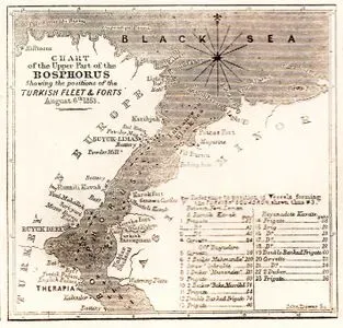 Chart Of The Upper Part Of The Bosphorus, Showing The Positions Of The Turkish Fleet & Forts, August 6 1853